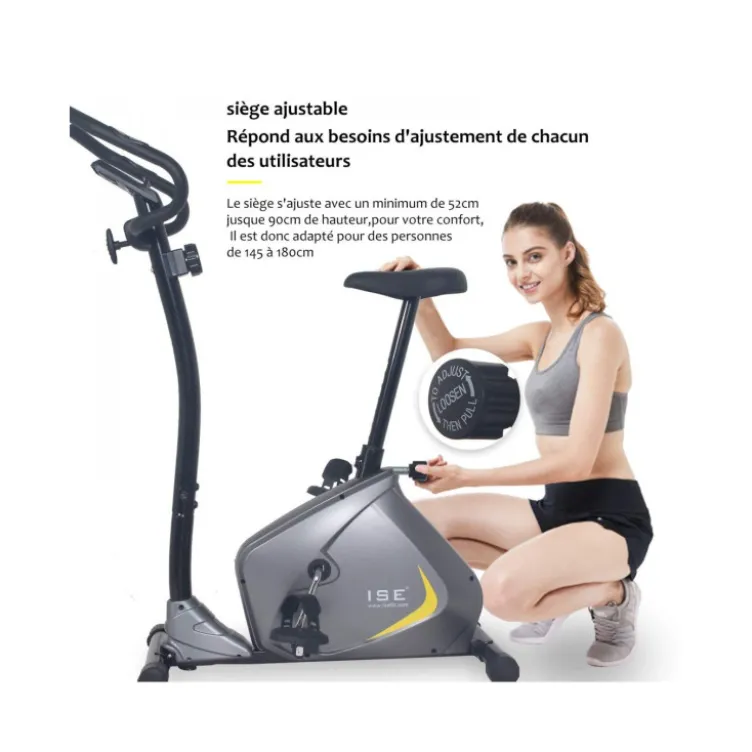 Vélo d'appartement haute qualité ergonomique avec roues de transport et selle ajustable