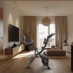 Vélo d'appartement pliable Xbike Max avec volant d'inertie de 3 kg et élastiques de résistance pour bras et jambes