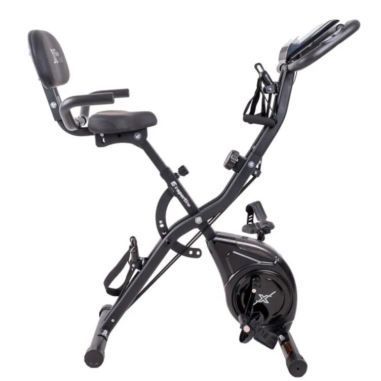 Vélo d'appartement pliable Xbike Max avec volant d'inertie de 3 kg et élastiques de résistance pour bras et jambes
