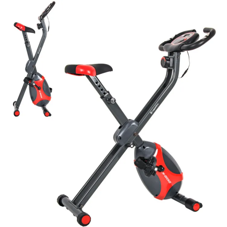 Vélo d'appartement Xbike avec structure en acier pliable et roues de transport - Système de freinage magnétique