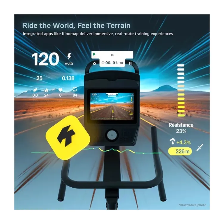 Vélo d'appartement ZenRoute 1200 avec 32 niveaux pour home gym - Volant d'inertie de 22 kg pour du cardio intense