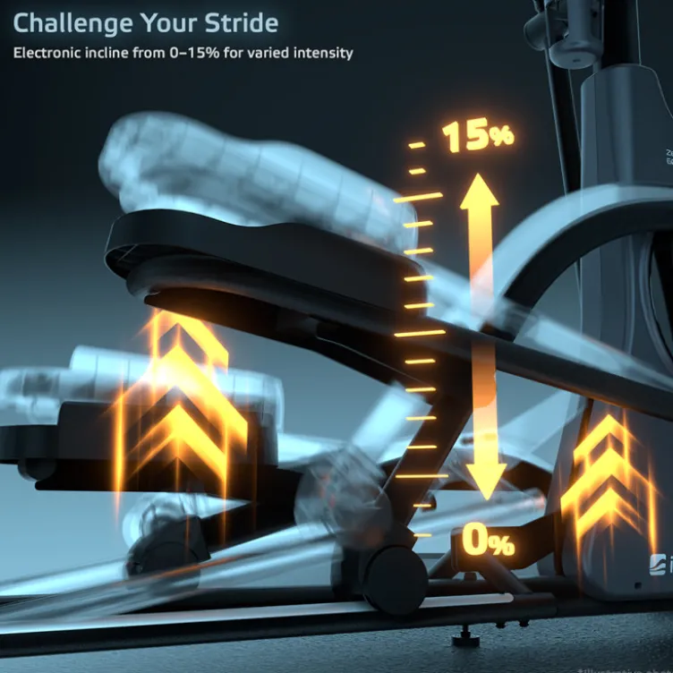 Vélo elliptique connecté Zenstride 600 avec roue d'inertie de 9 kg et course réglable - Difficulté réglable sur 32 niveaux