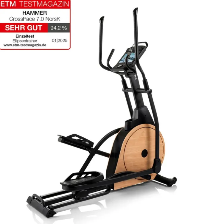 Vélo elliptique Hammer avec roue d'inertie de 20 kg et écran tactile TFT - 32 niveaux de résistance