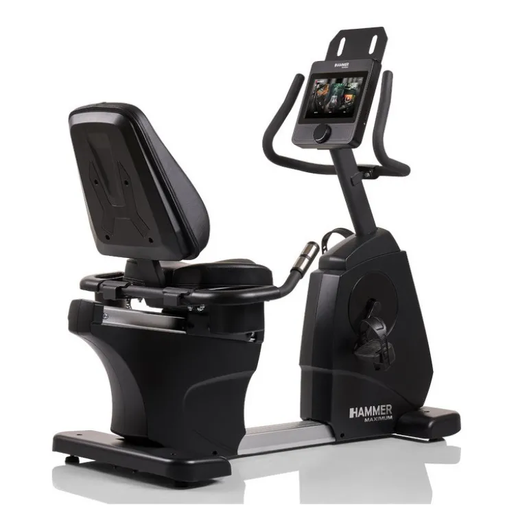 Vélo ergomètre semi-allongé Hammer à usage pro avec écran tactile de 10,1 pouces - Roue d'inertie 14 kg