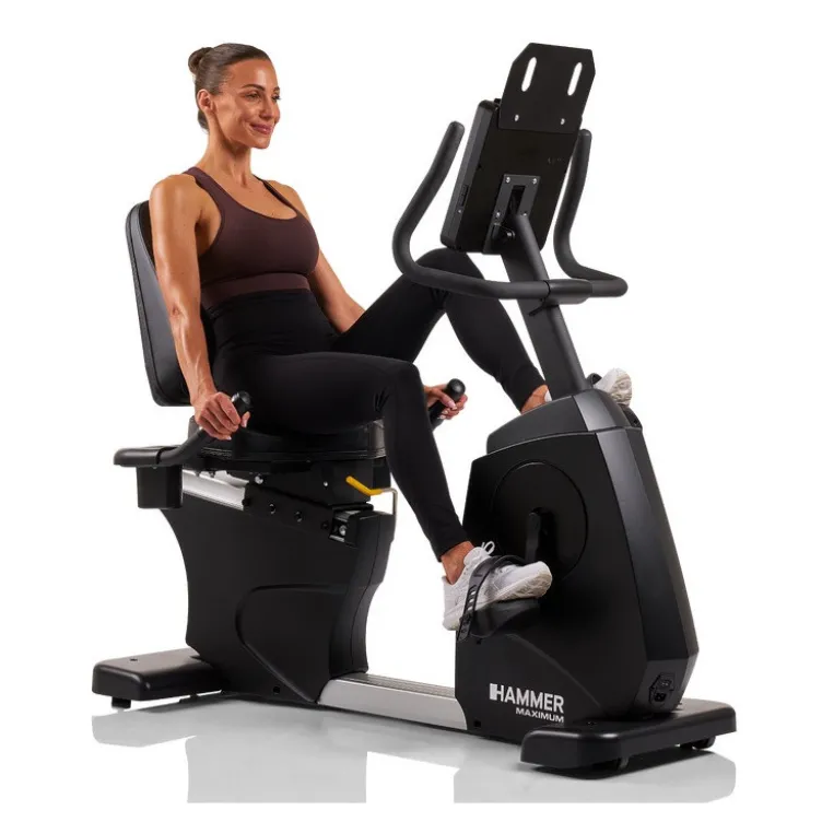 Vélo ergomètre semi-allongé Hammer à usage pro avec écran tactile de 10,1 pouces - Roue d'inertie 14 kg