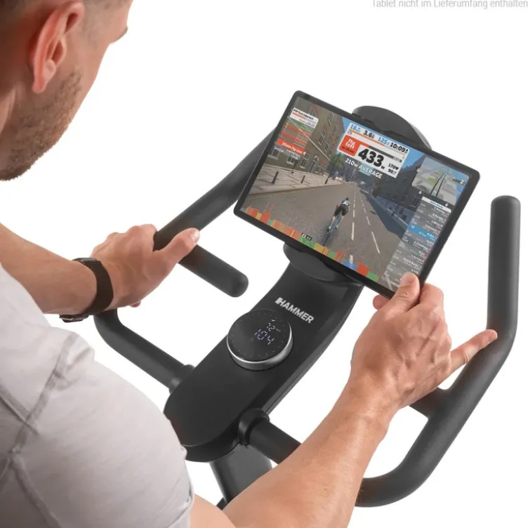 Vélo spinning de cardio Speed Race X avec roue d'inertie de 20 kg - 32 niveaux de résistance et écran HD