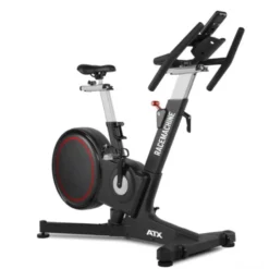 Vélo spinning professionnel Racemachine ATX avec volant d'inertie de 18 kg et écran multifonction pour séances intensives